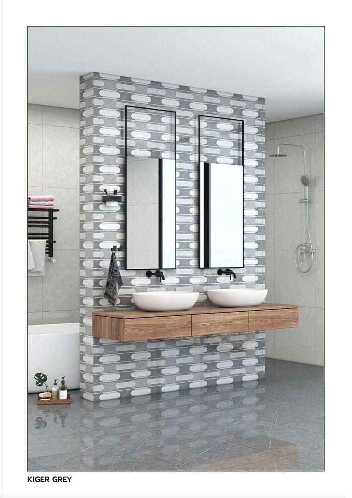 Modern glossy porcelain tiles for living room