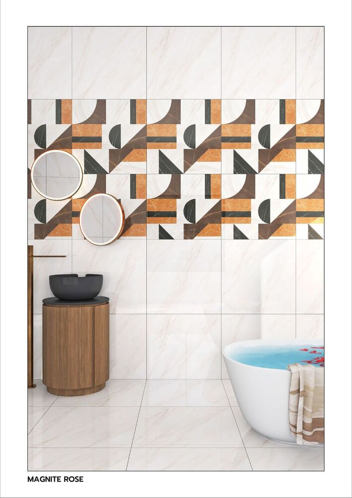 Modern glossy porcelain tiles for living room
