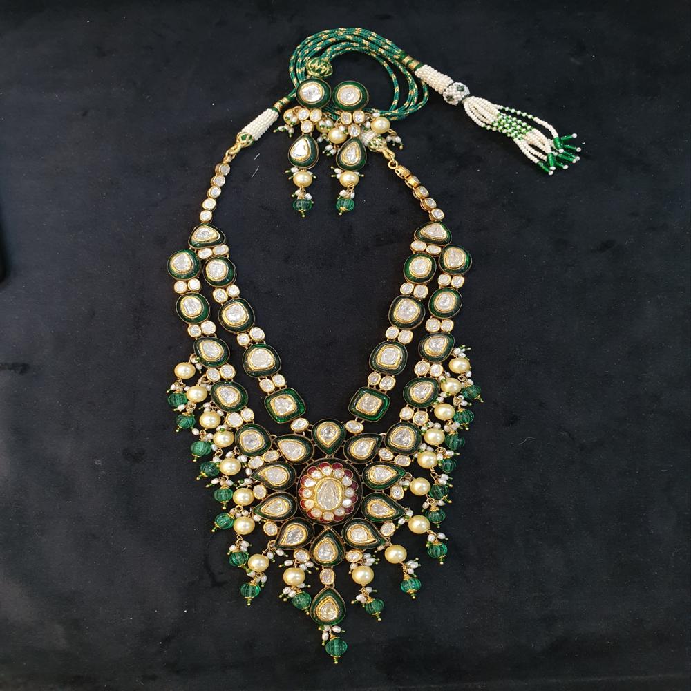 KYG Long Necklace Set with Uncut Polki Diamond