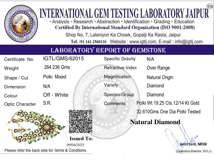 KYG Long Necklace Set with Uncut Polki Diamond