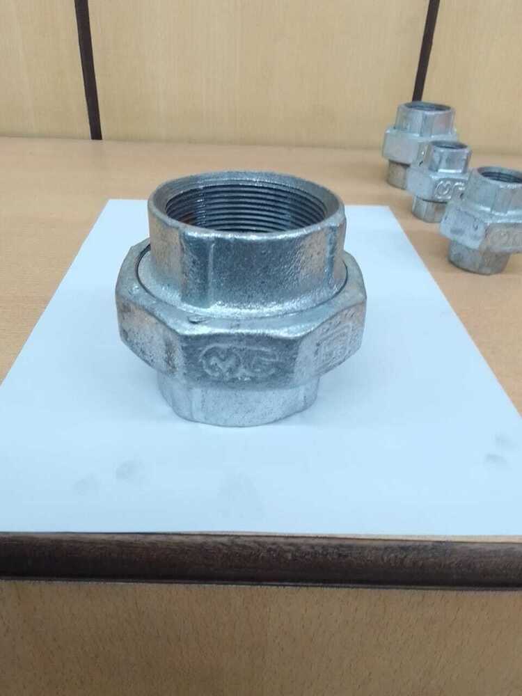 Gi Iron Pipe Union - Malleable Iron, 1/2" Size, Black Heart En-gjmb-300-6, Zinc Coated, Beaded Ends, Bsp/bspt Threads As Per Standards