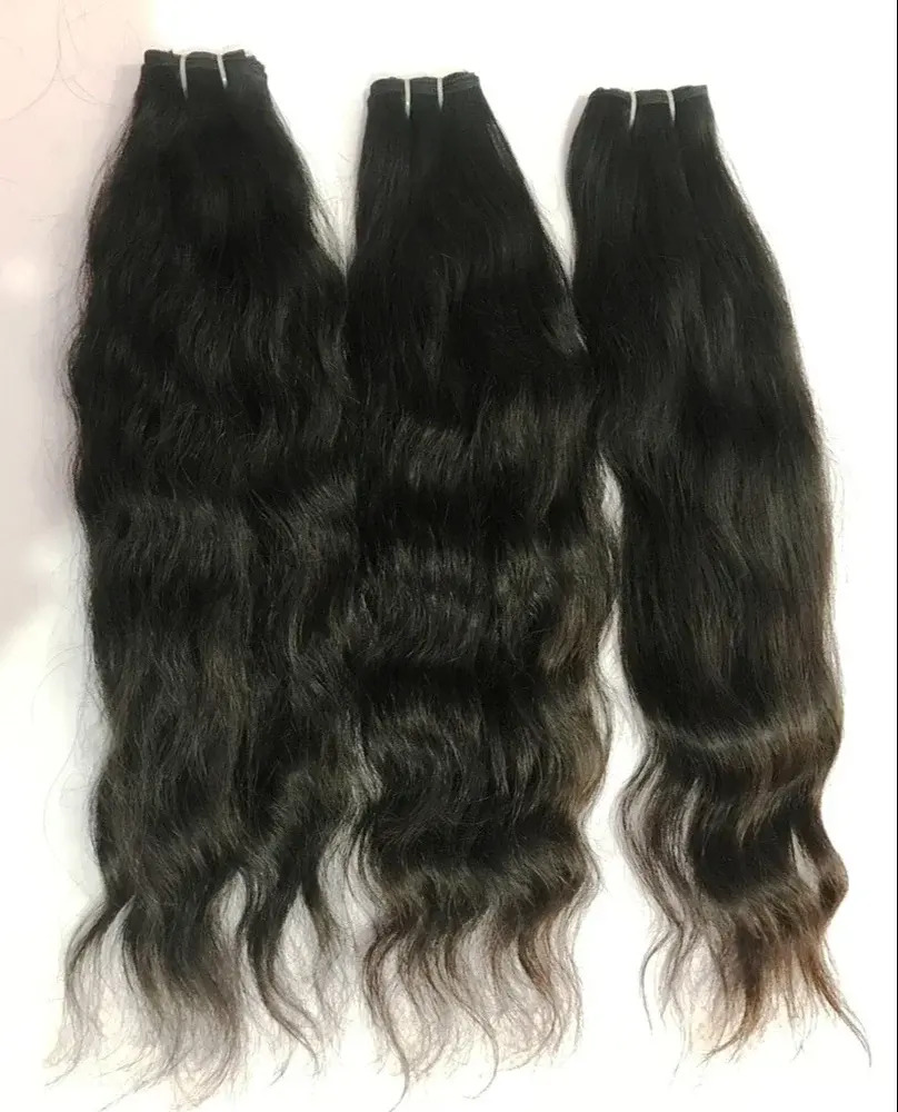 Natural Color South Indian Temple Remy Double Machine Weft Hair Bundles 100% Human Hair Extension