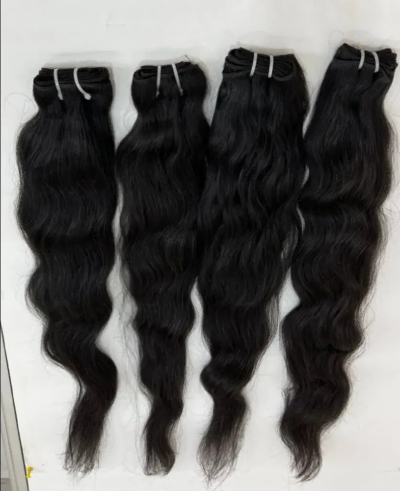Natural Color  South Indian Temple Remy Double Machine Weft Hair Bundles  100% Human Hair Extension