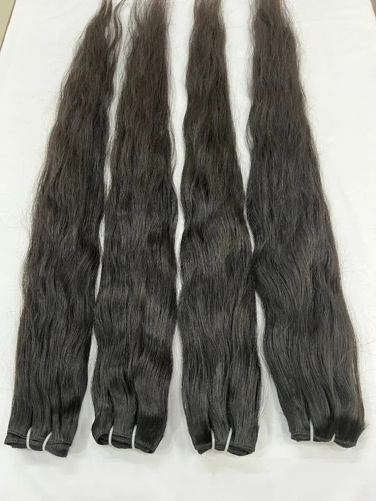 Natural Color  South Indian Temple Remy Double Machine Weft Hair Bundles  100% Human Hair Extension