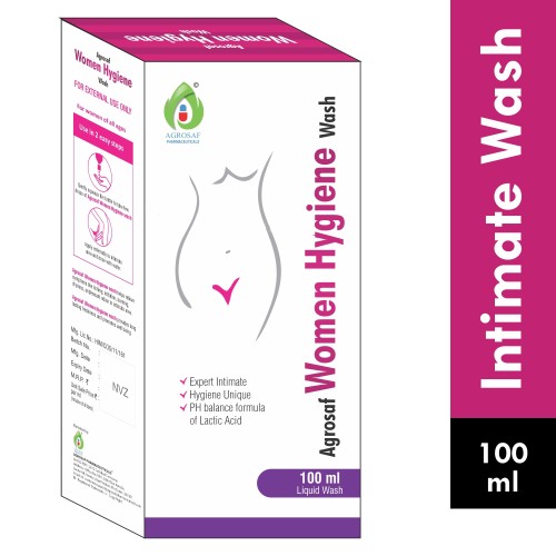 AGROSAF WOMEN HYGIENE WASH  - Unique Ph 3.5* Balance Formula Of Lactic Acid Enriched With Sea Buckthron & Tea Tree Oil