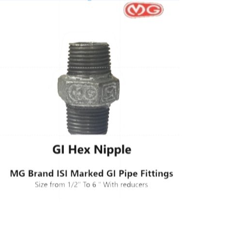 Gi Hex Nipple 3 Inch - Malleable Iron, 3" Size, Isi Marked To Is: 1879 | Reliable Pipe Fitting For Industrial Applications