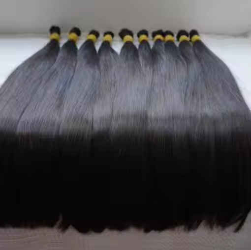 Silky Black Human Hair Extensions for Braids Indian Hair Weaving No Weft