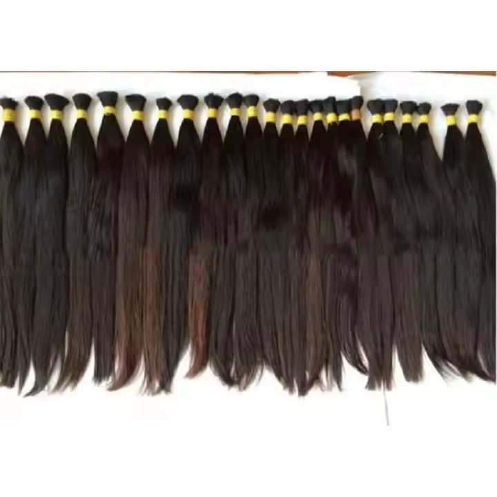100 % Cuticle Aligned Temple Remy Bulk Hair Bundle With Full Ends Remy Human Hair Extension