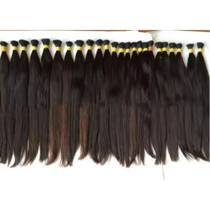 100 % Cuticle Aligned Temple Remy Bulk Hair Bundle With Full Ends Remy Human Hair Extension