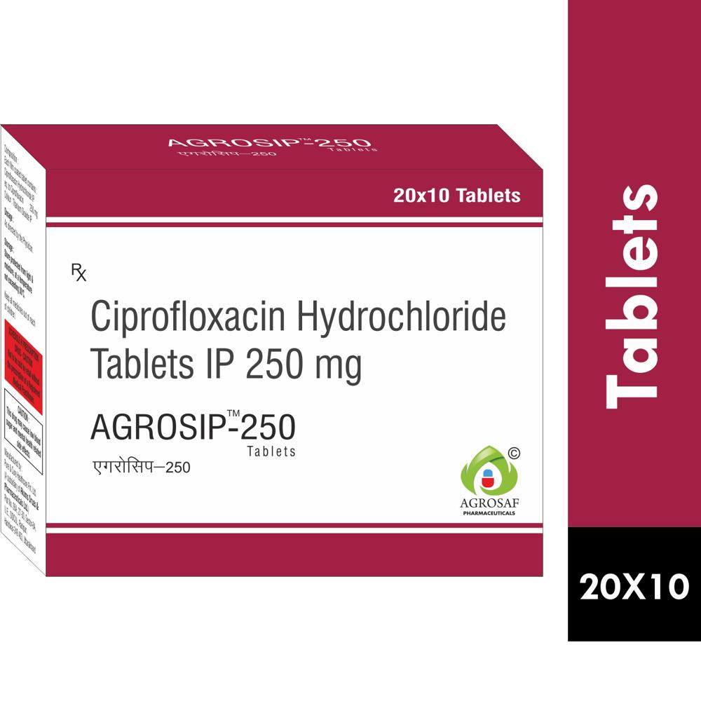 AGROSIP 250 TABLET -Ciprofloxacin (250mg)COLOUR:TITANIUM DIOXIDE IP