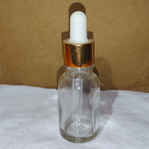 15 Ml Clear Dropper Glass Bottle With White Teat - Color: Transparent