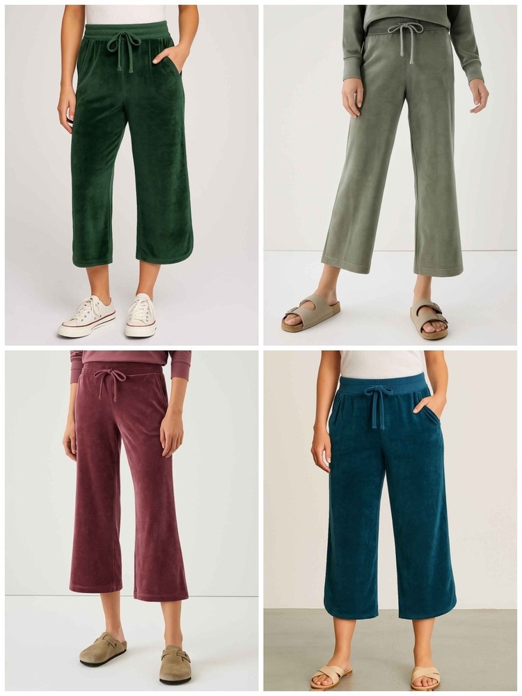 Ladies Knit Wide Leg Crop Pant