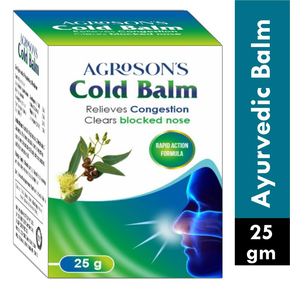 AGROSON'S COLD BALM - Gaultheria Fragrantissima Gandhapura (lf. Oil) 7.5% Mentha Piperata Pudhina (lf. Satva) 7.5% Eucalyptus Globulus Nilgiri (lf.oil) 3.7% Cymbopogon Citratus Lemongrass (lf. Oil) 1.5% Ref: Bpn, Ip