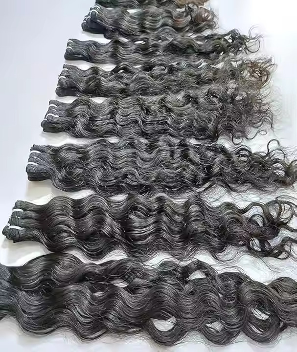 Machine Weft Human Hair, Weave Bundle100% Remy Virgin Indian Human Hair, Natural Black Color