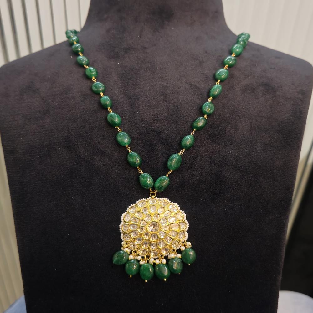 Diamond Polki Pendant - Color: Green & Golden