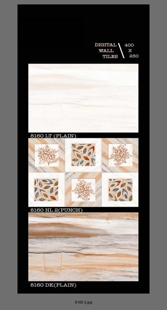 250 X 400 Digital Ceramic Wall Tiles - Surface Materials: Polished Finish