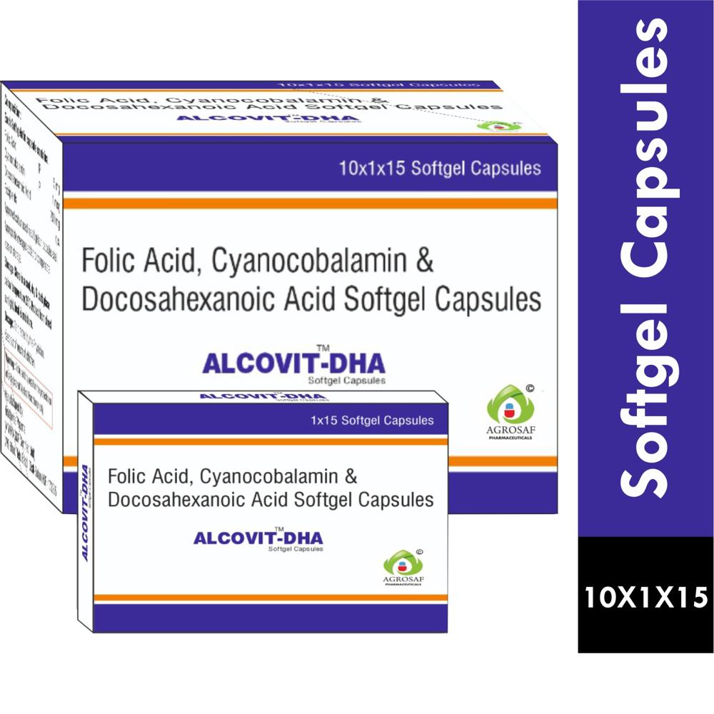 ALCOVIT DHA CAPSULE - Folic Acid(5mg),cynocobalamin(1 Mcg) & Docosahexanoic Acid(200mg)