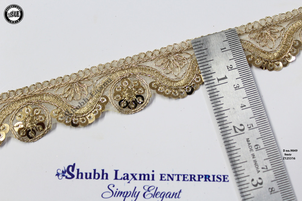 Golden Embroidery Zari Sequence Lace - Decoration Material: Sequins