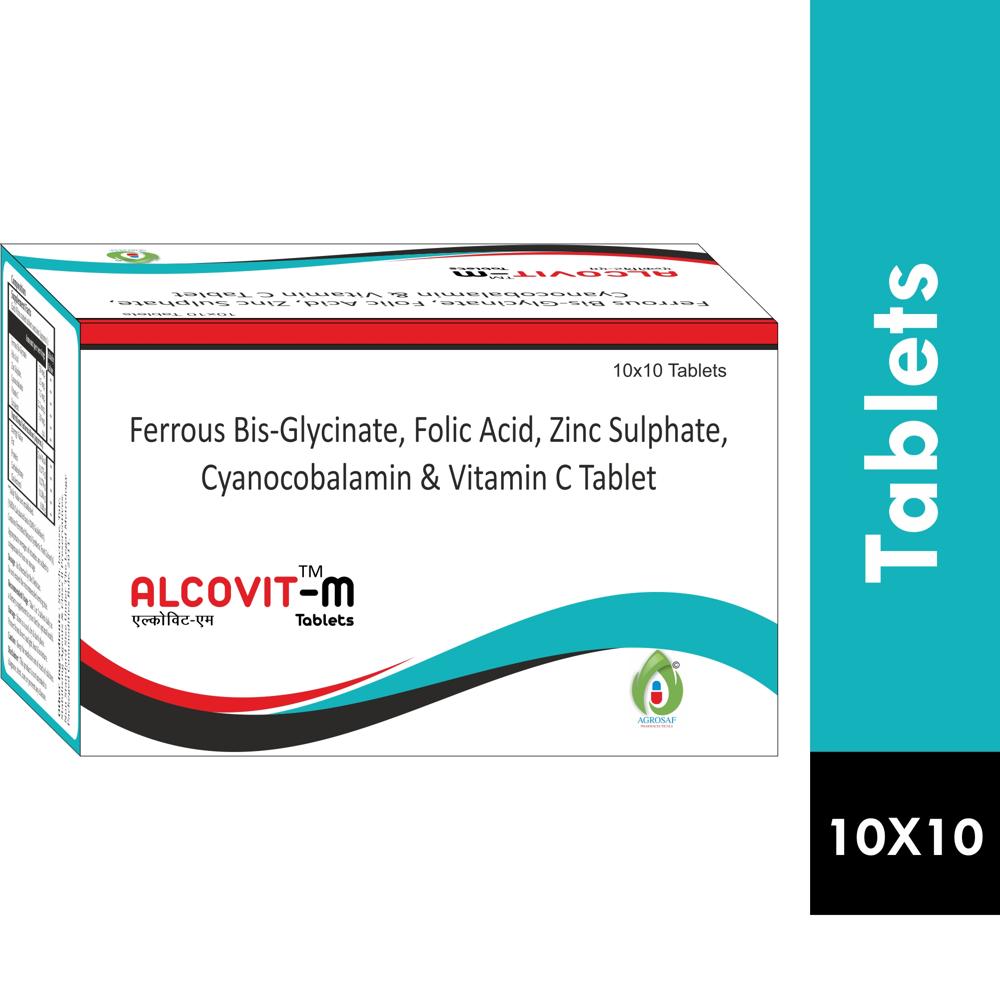 ALCOVIT M TABLET - Ferrous Bis-glycinate 50mg+folic Acid 15mg+zinc Sulphate 7.5mg+cynocobalamin 2.2mcg+vitamin C 30mg