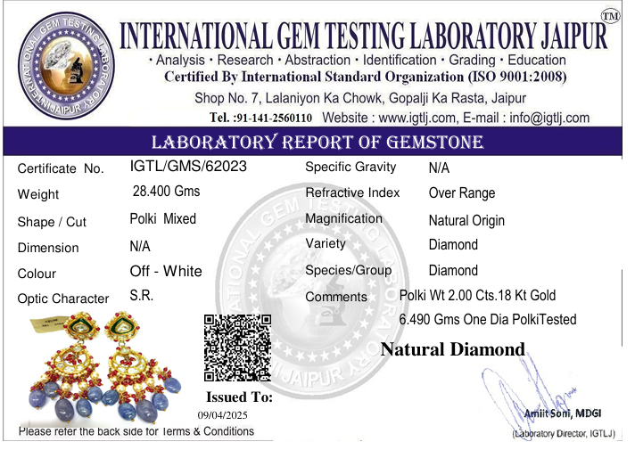 18kt Wedding Wear Diamond Polki Chandbali