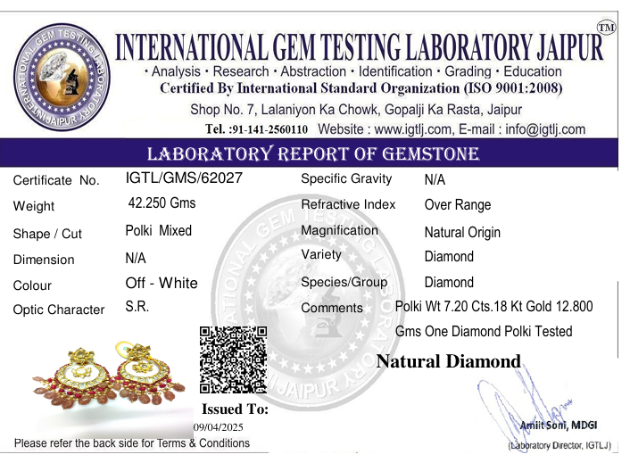 18kt Chandbali with Uncut Polki Diamond