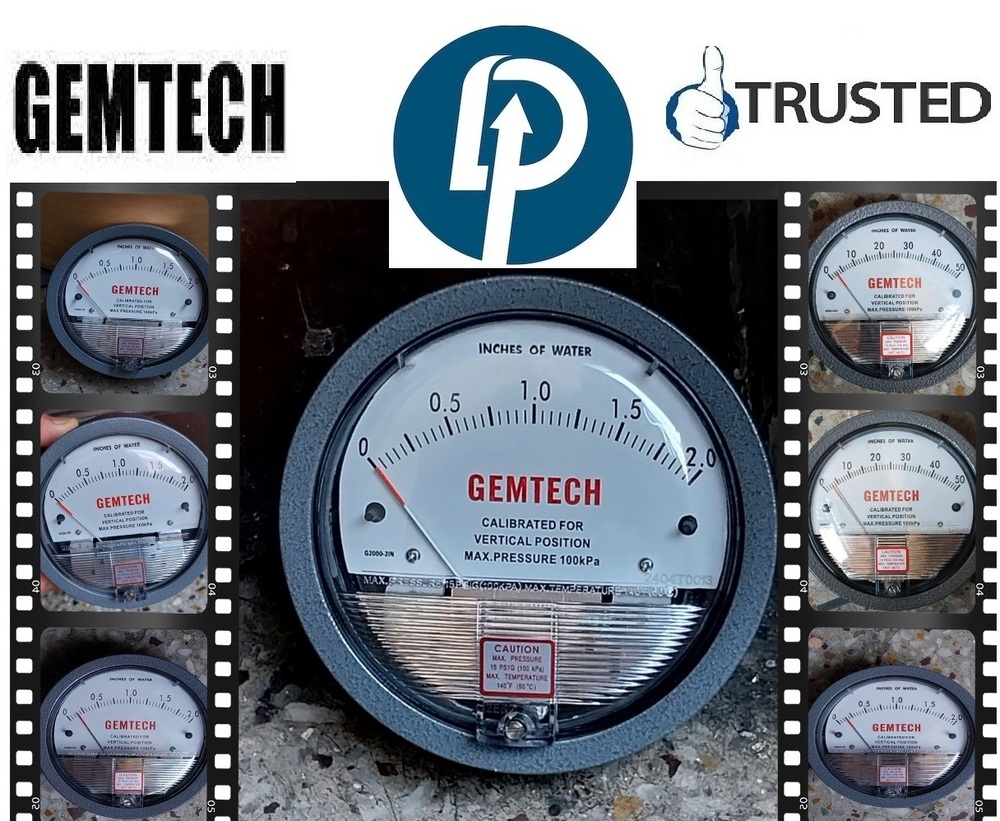 GEMTECH G2000-2.5KPA Differential Pressure Gauges Range 0-2.5 KPA