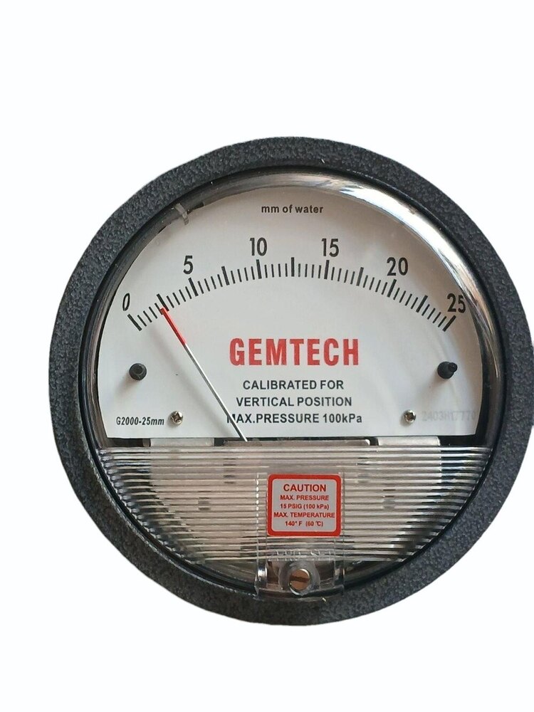 GEMTECH Differential Pressure Gauge Range 0-25 MM