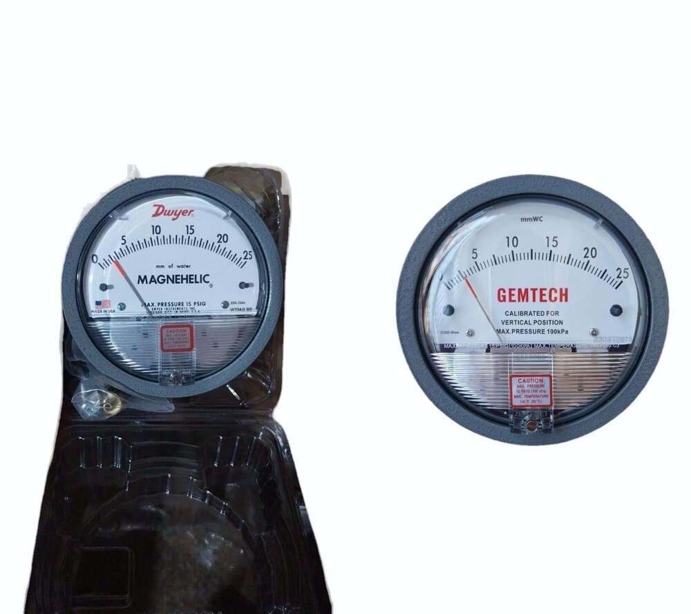 GEMTECH Differential Pressure Gauge Range 0-25 MM