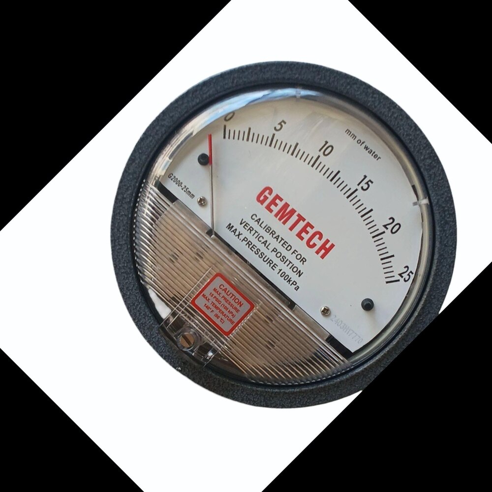 GEMTECH Differential Pressure Gauge Range 0-25 MM