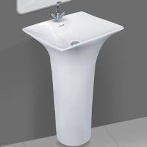 Stand Less One Piece Basin - Ceramic, 415x415x870mm, Classic White | Smooth Surface Treatment, Floor Mounted, Easy Wash, Durable Design