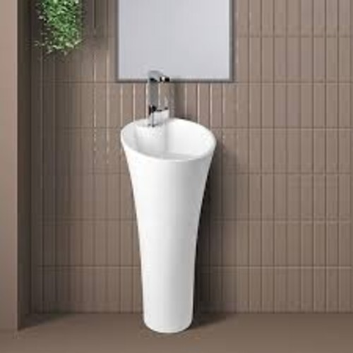 Stand Less One Piece Basin - Ceramic, 415x415x870mm, Classic White | Smooth Surface Treatment, Floor Mounted, Easy Wash, Durable Design