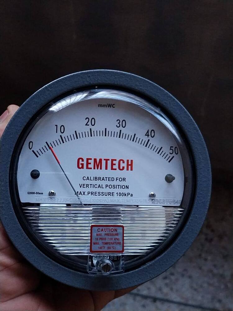 GEMTECH Differential Pressure Gauge Range 0-50 MM