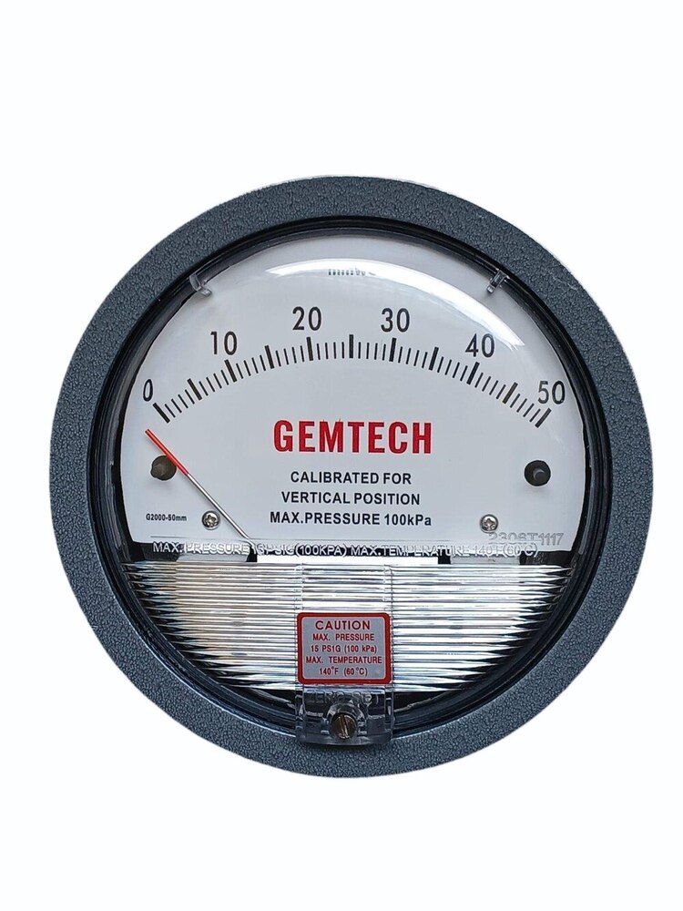 GEMTECH Differential Pressure Gauge Range 0-50 MM