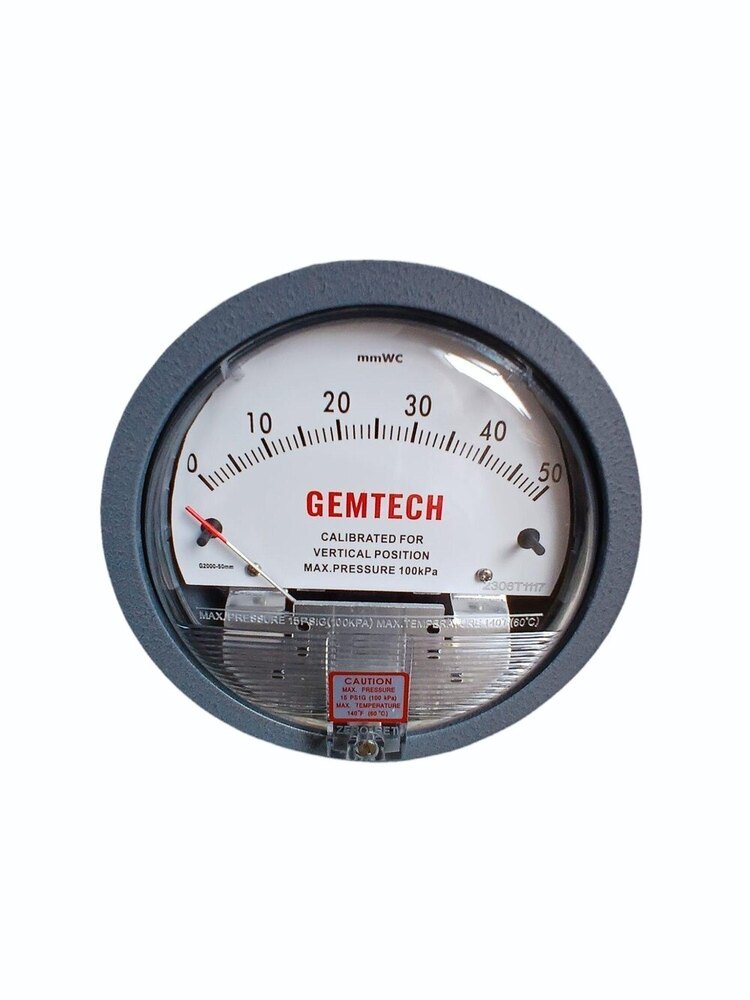 Gemtech Differential Pressure Gauge Range 0-50 Mm