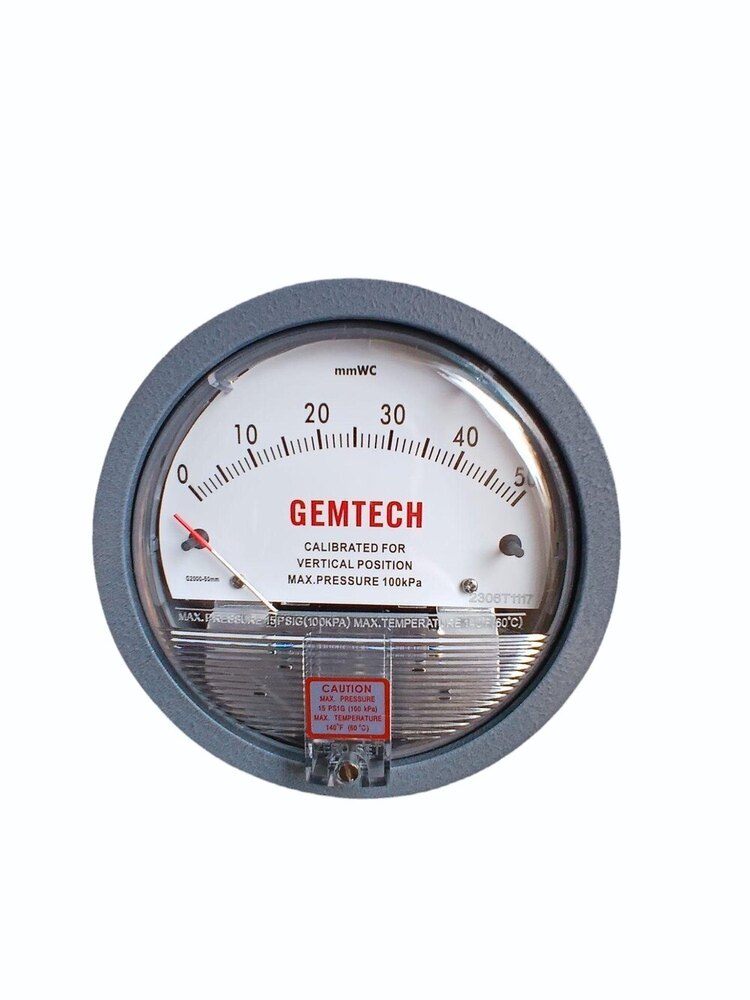 Gemtech Differential Pressure Gauge Range 0-50 Mm