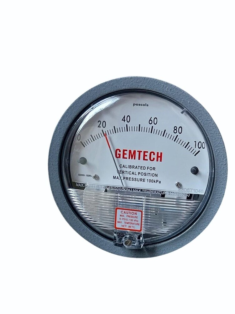 Gemtech Differential Pressure Gauge Range 0-100 Mm