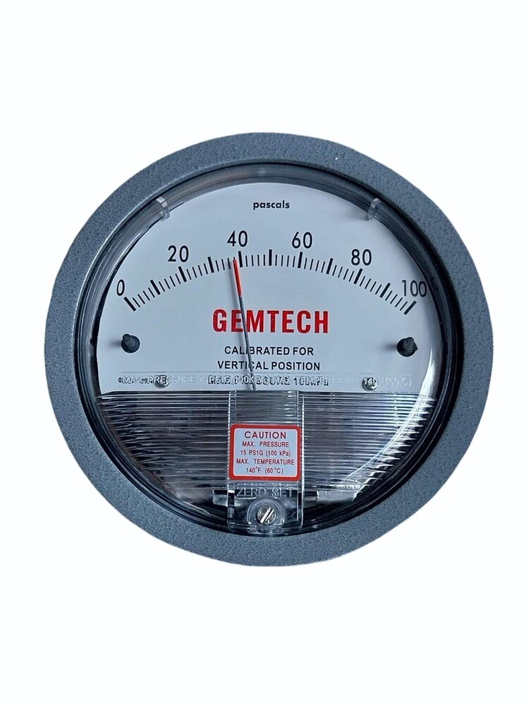 Gemtech Differential Pressure Gauge Range 0-100 Mm