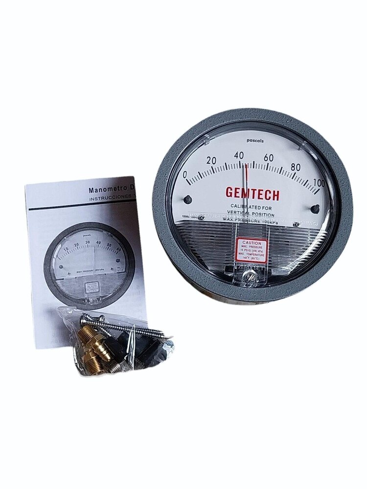 GEMTECH Differential Pressure Gauge Range 0-100 MM