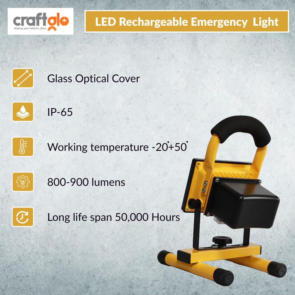 Abaj Led Rechargeable Emergency Light - Ip55 Rating, 5w Power, Lightweight Aluminum Body, Eco-friendly Design | 50,000 Hours Lifespan, 3-4 Hours Runtime, Weather Resistant For Outdoor Use