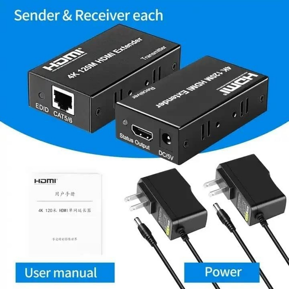 VIDEOCAST 4K 120M HDMI Extender by CAT5e and CAT6 Cable Support 4K