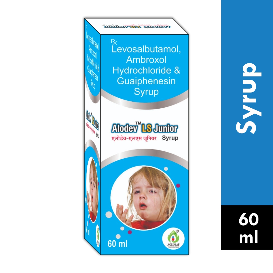 ALODEV LS JUNIOR SYRUP - Levosalbutamol 0.5mg + Ambroxol Hydrochloride 15mg + Guaiphenesin 50mg