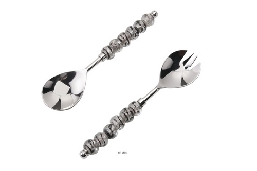 Silver And Transparent Salad Server Set