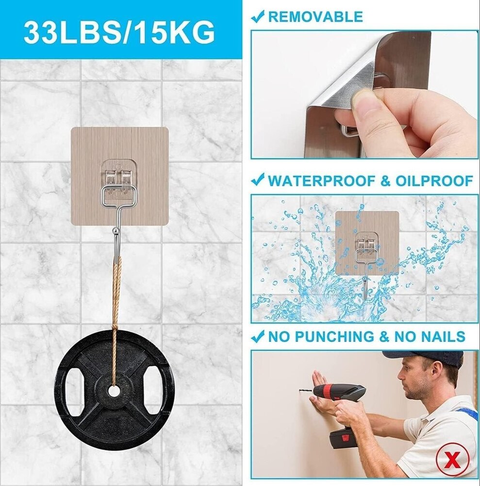 Golden Kadi Hook - Stainless Steel | Rotates 180 Degrees, Heavy-duty, Rustproof, Easy Installation, Multipurpose For Tools, Coats, And More