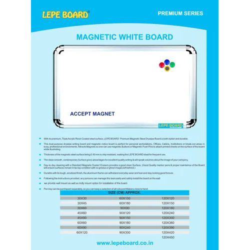 Lepe Premium Nano Series Magnetic White Board