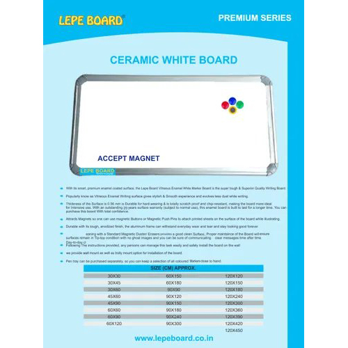 Lepe Ceramic Writing Board - Color: White