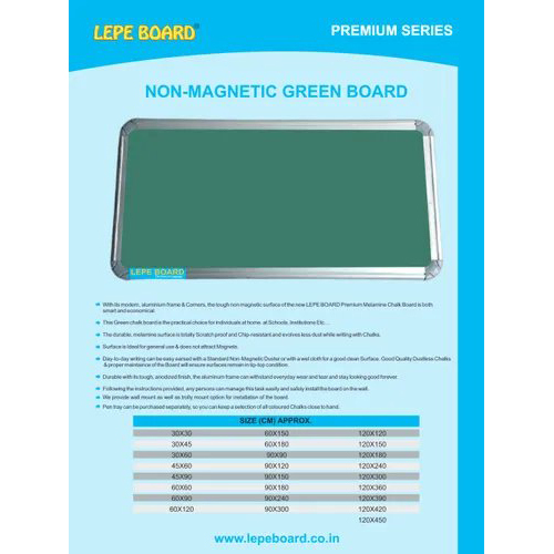 Lepe Non Magnetic Green Board - Material: Aluminium
