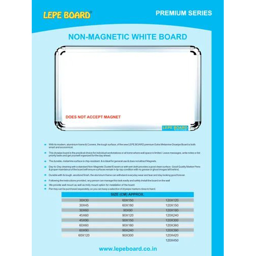 Non Magnetic White Board Premium