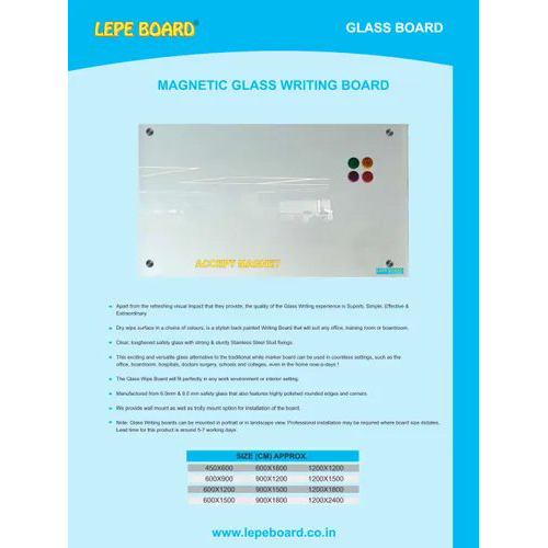 Transparent Magnetic Glass Writing Boards
