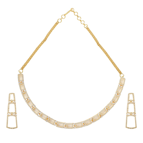 Gold Plated Amarican Diamond Jewellery Set