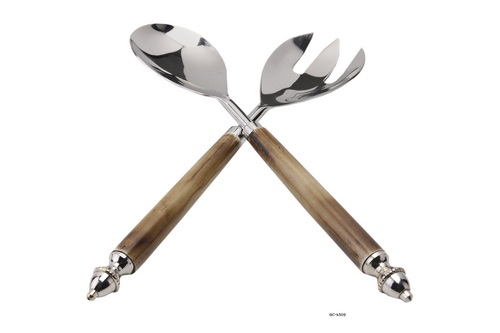 Silver And Light Brown Salad Server